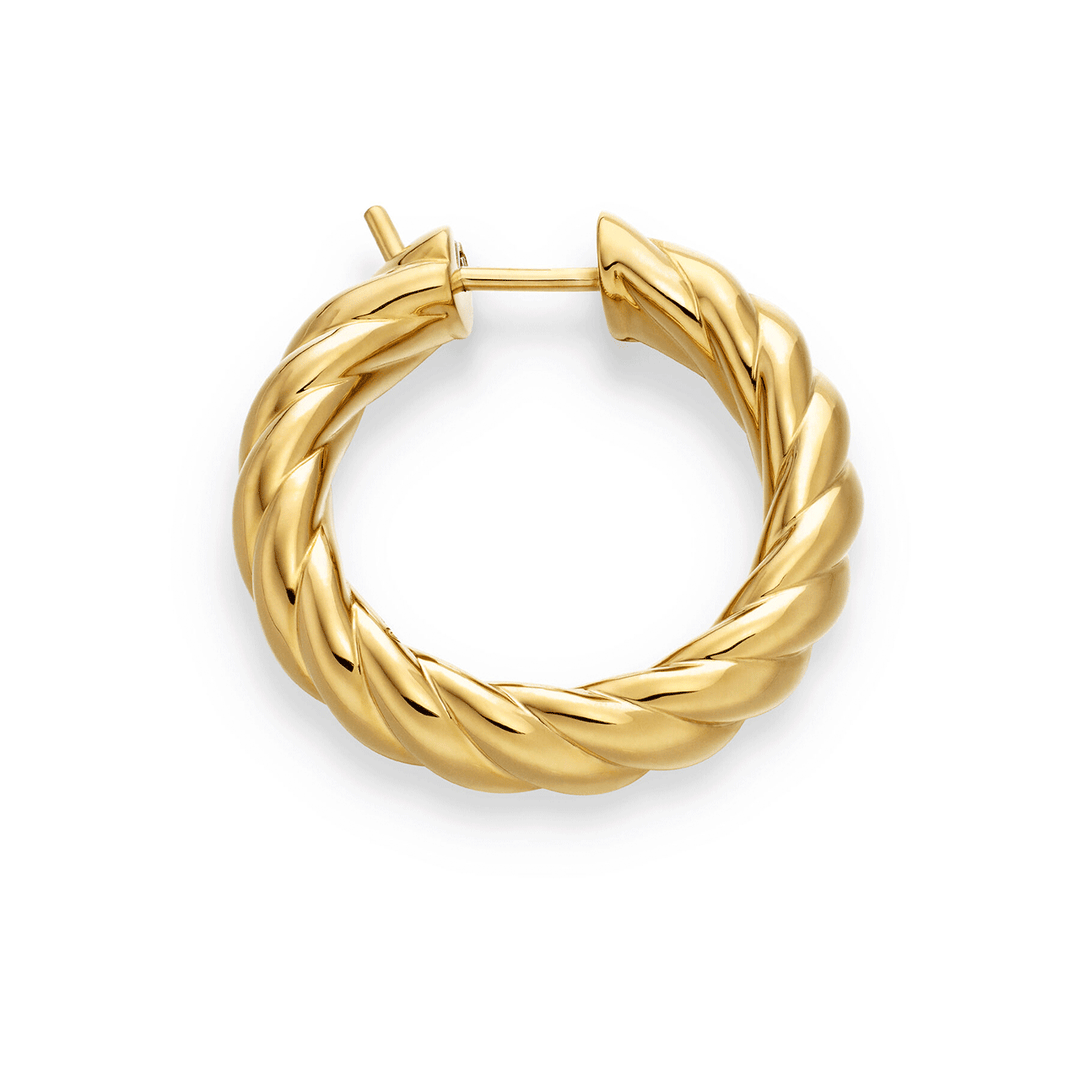 David Yurman Sculpted Cable Hoop Earrings 18k Yellow Gold, 25.4mm