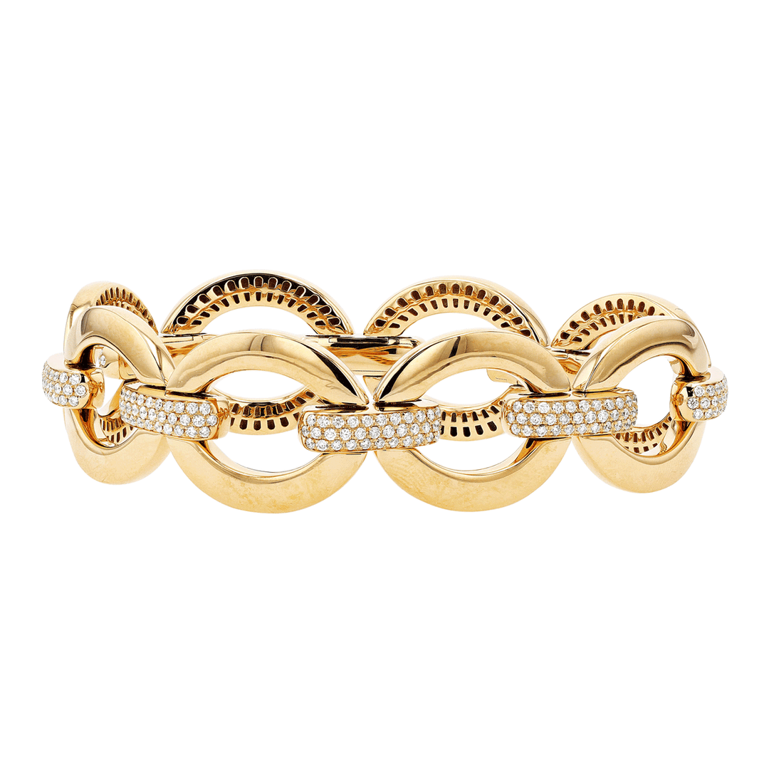 18k Gold Diamond 2.02 Total Weight Link Stretch Bracelet