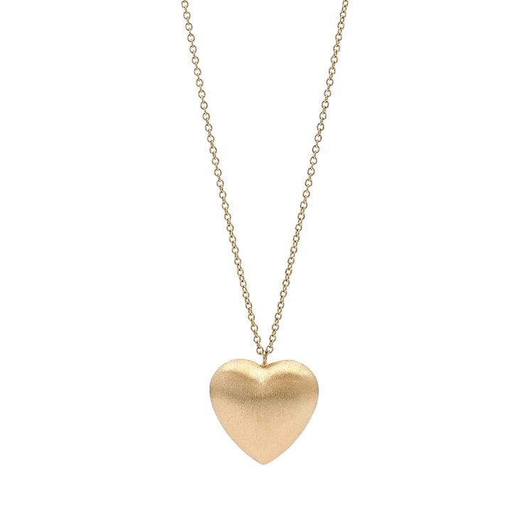 Hamilton Collection 14k Yellow Gold 24 Inch Satin Puff Heart Pendant