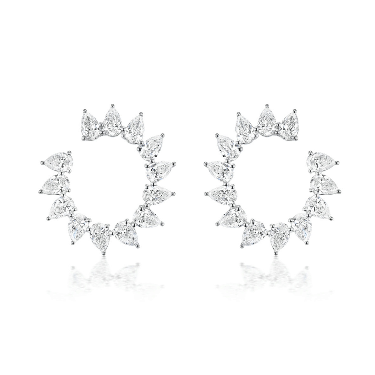 18k Gold and Pear Diamonds 3.63 Total Weight Hoops