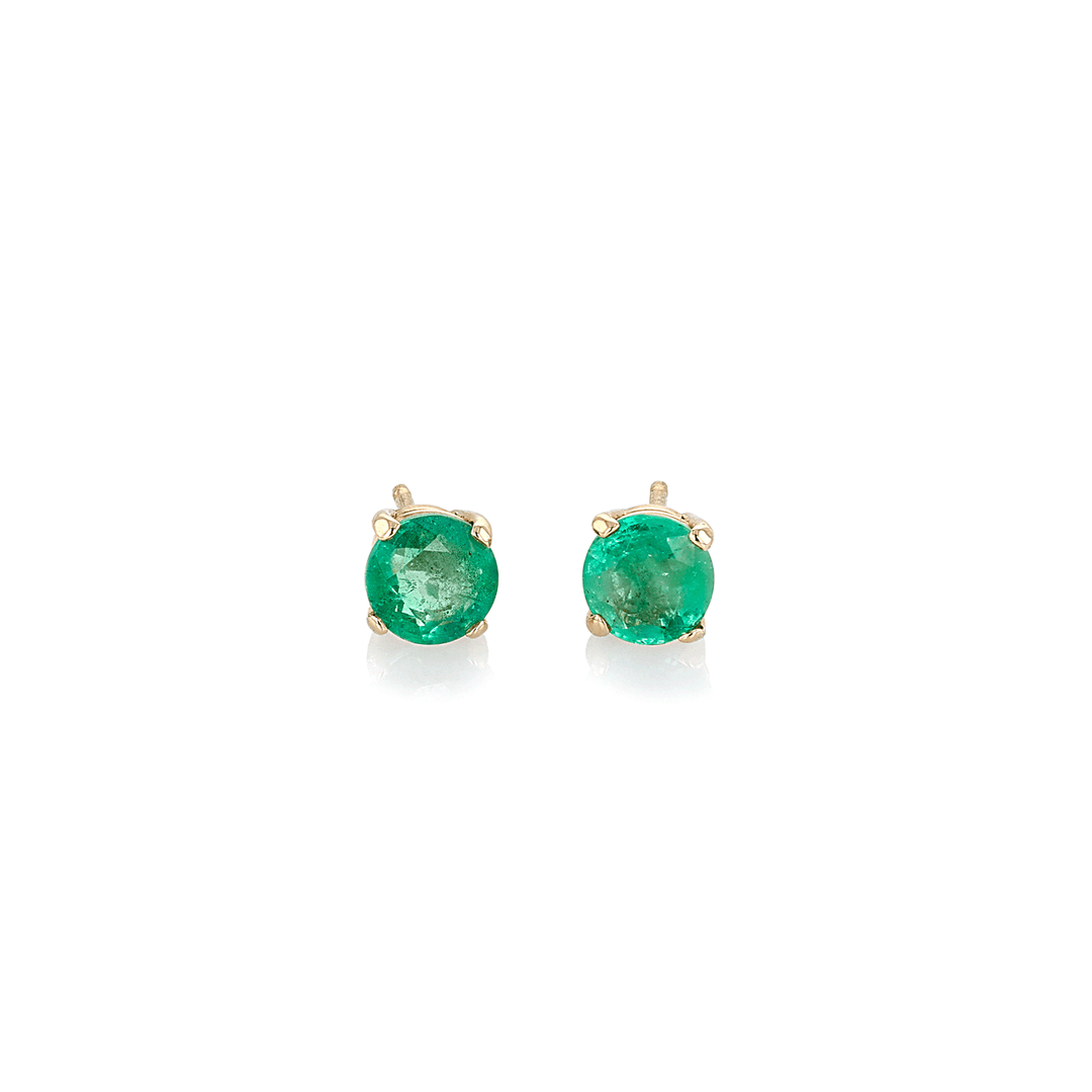 14k 5mm Emerald Birthstone May Stud Earrings