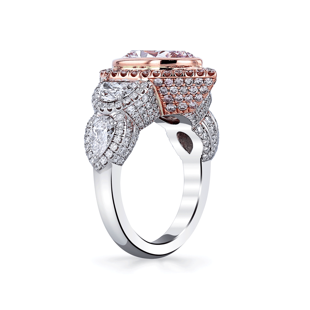 Hamilton Private Reserve Collection Platinum 18k Rose Gold and 2.97 Total Weight Fancy Light Orange Pink Diamond Ring