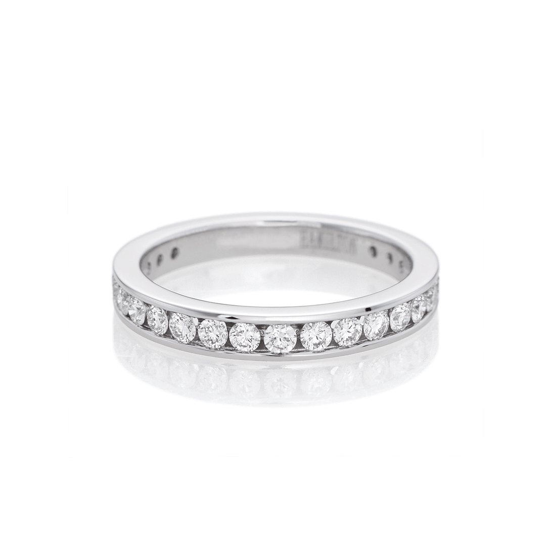 Hamilton Cherish Collection 18k White Gold and 0.65 Total Weight Diamond 3/4 Way Wedding Channel Set Band