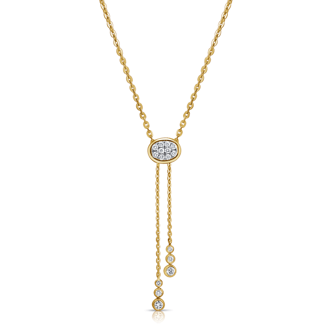 14k Yellow Gold .52 Total Weight Diamond Lariat Necklace
