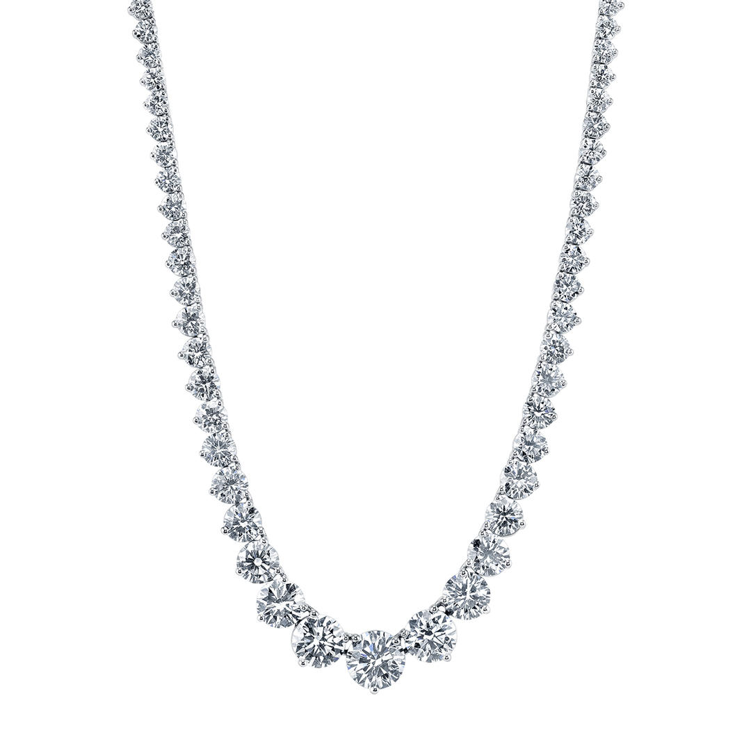 18k White Gold and Diamond 14.65 Total Weight Riviera Necklace