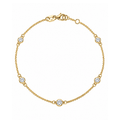 14K Yellow Gold and 0.50 Total Weight Diamond Station Bracelet
