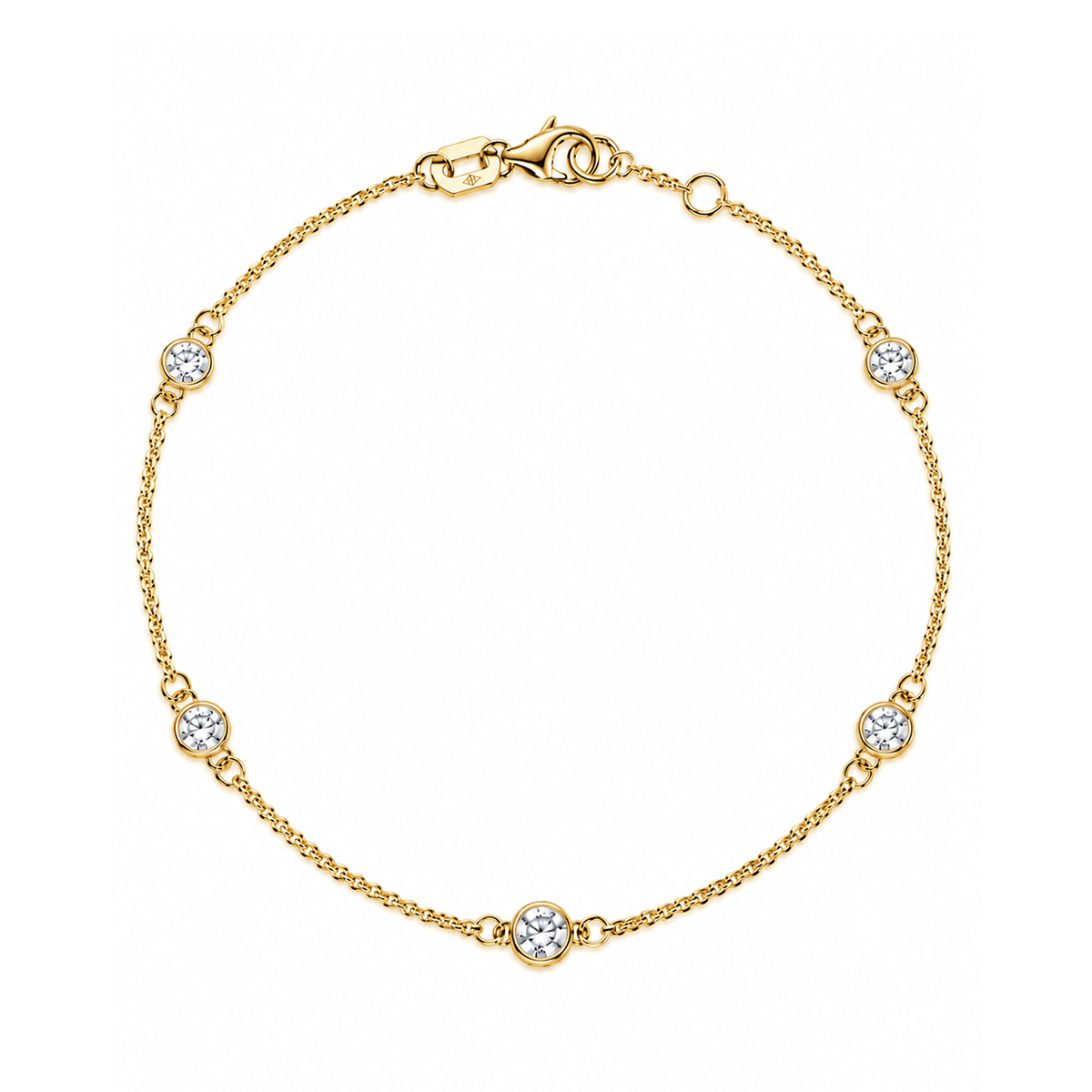 14K Yellow Gold and 0.50 Total Weight Diamond Station Bracelet