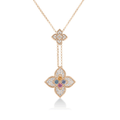 Roberto Coin Venetian Princess Carnival 18k Rose Gold Mixed Stones and Diamond Flower Lariat Necklace