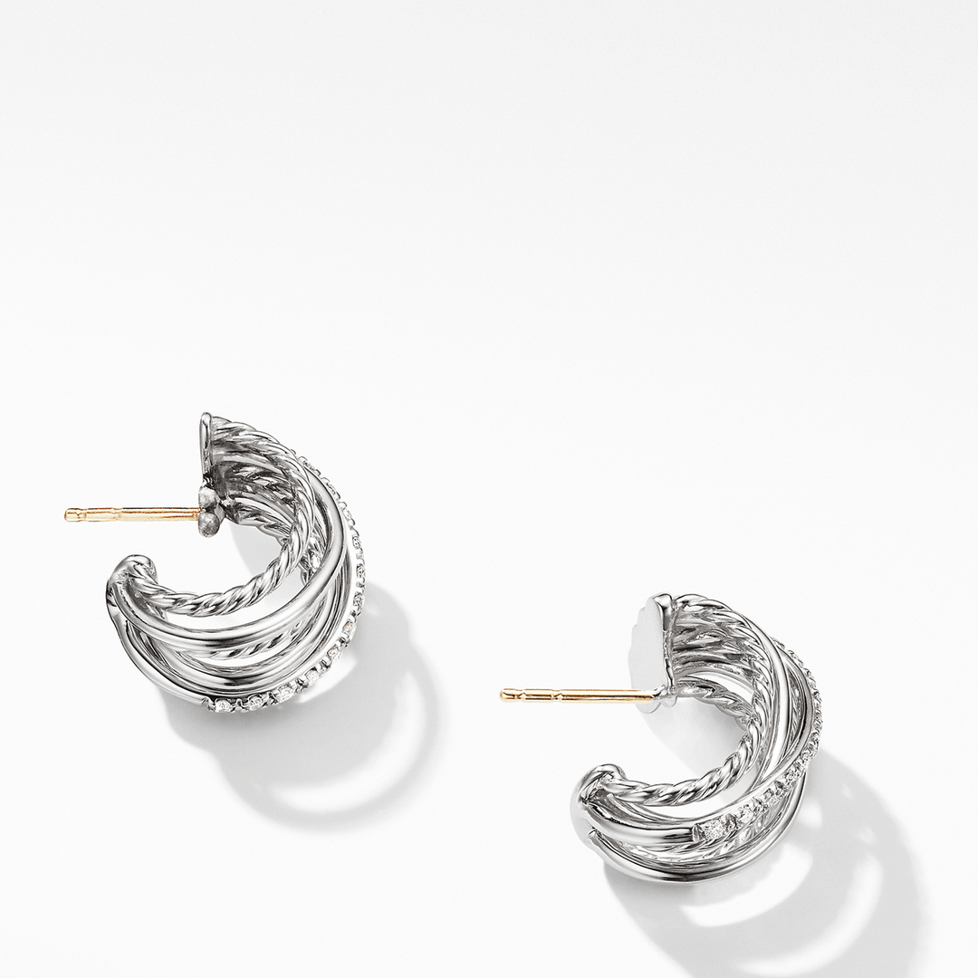 David Yurman The Crossover Collection Huggie Hoop Earrings with Diamonds