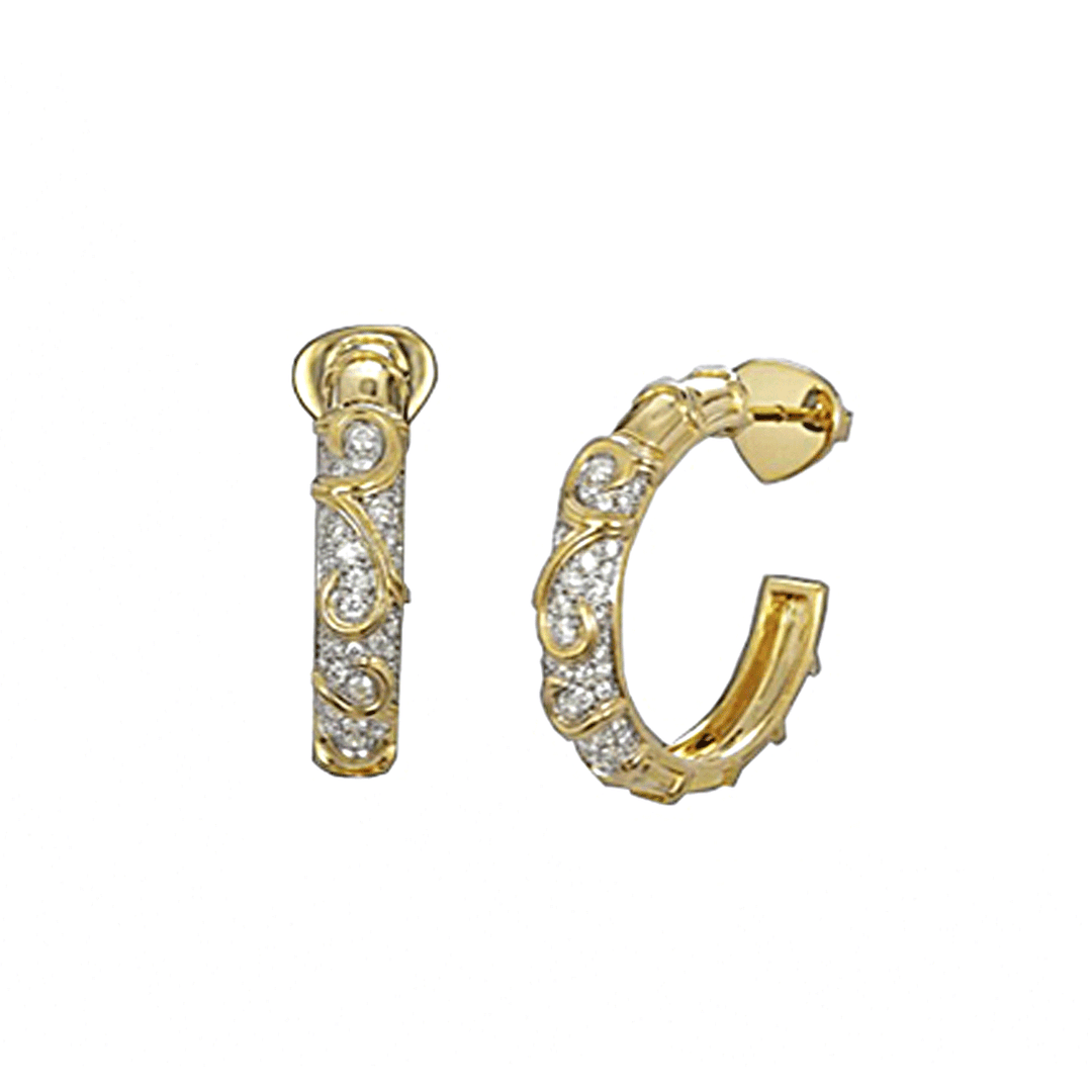 Marina B Onda 18k Yellow Gold Diamond Hoop Earrings