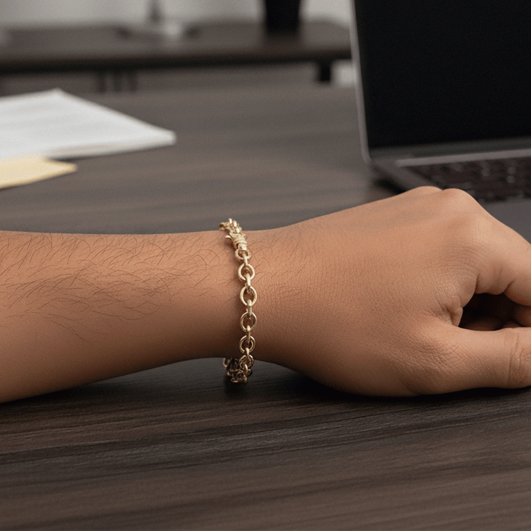 Hamilton Mens Link Collection 18k Yellow Gold Oval Link Bracelet