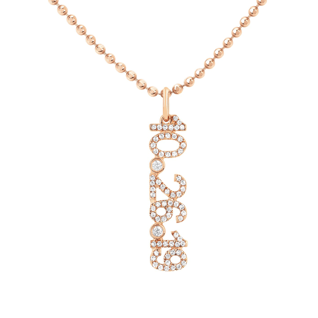 14k Rose Gold and Diamond Custom Date Charm Pendant