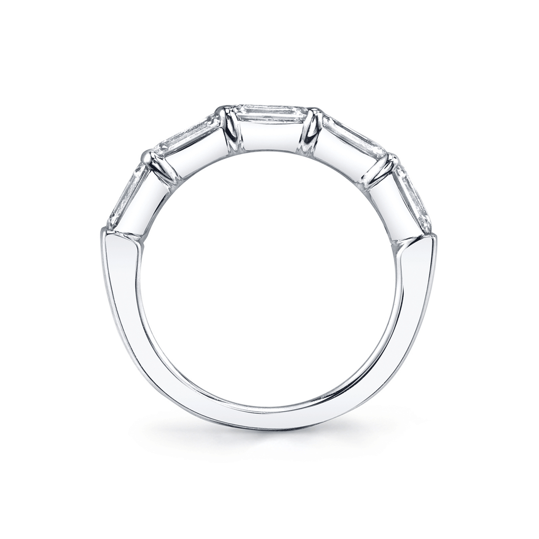 Platinum and 2.15 Total Weight Emerald Cut Diamond Five Stone Band