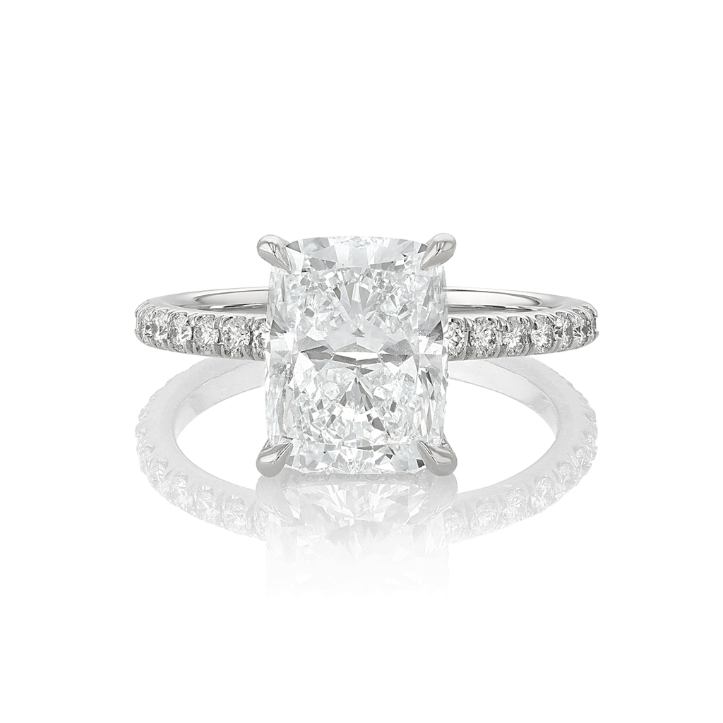 Hamilton Silhouette Collection Platinum and 3.51 Total Weight Cushion Cut Diamond Engagement Ring