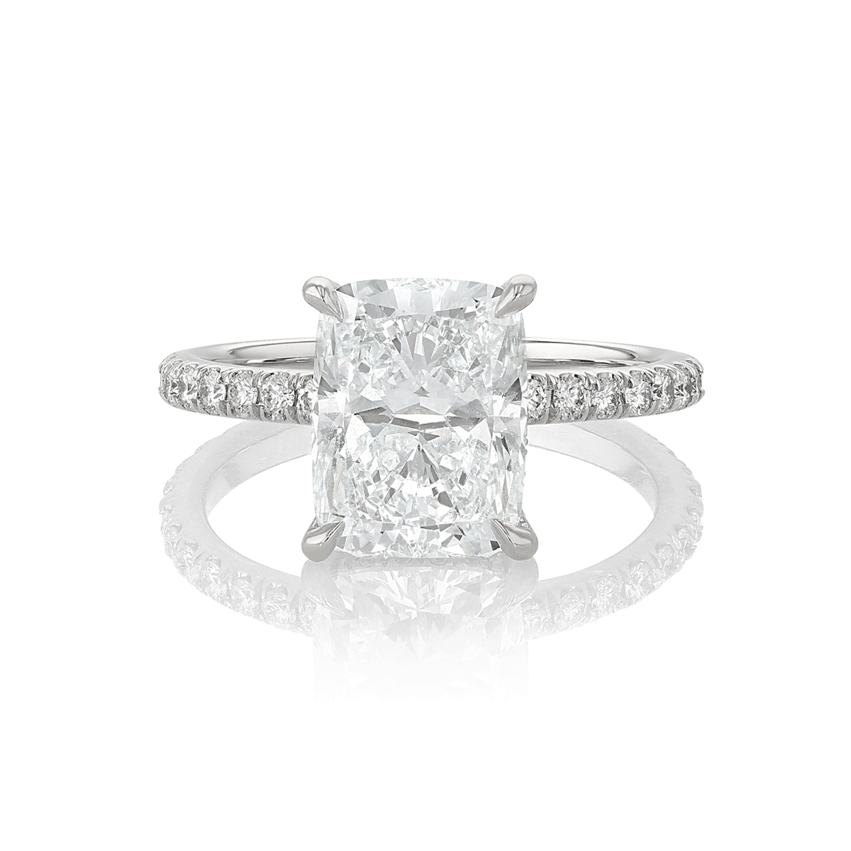 Hamilton Silhouette Collection Platinum and 3.51 Total Weight Cushion Cut Diamond Engagement Ring