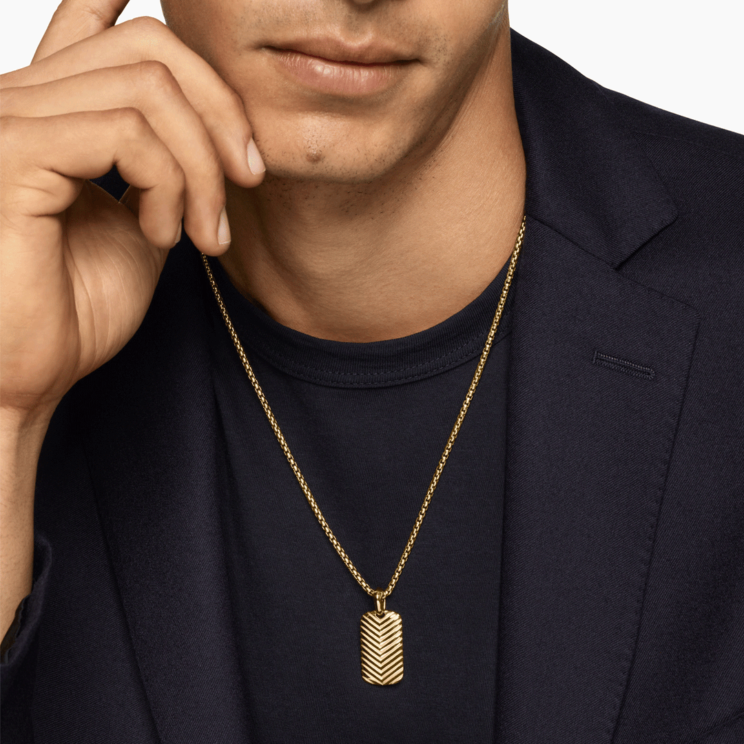David Yurman Chevron Tag 18K Yellow Gold, 27mm