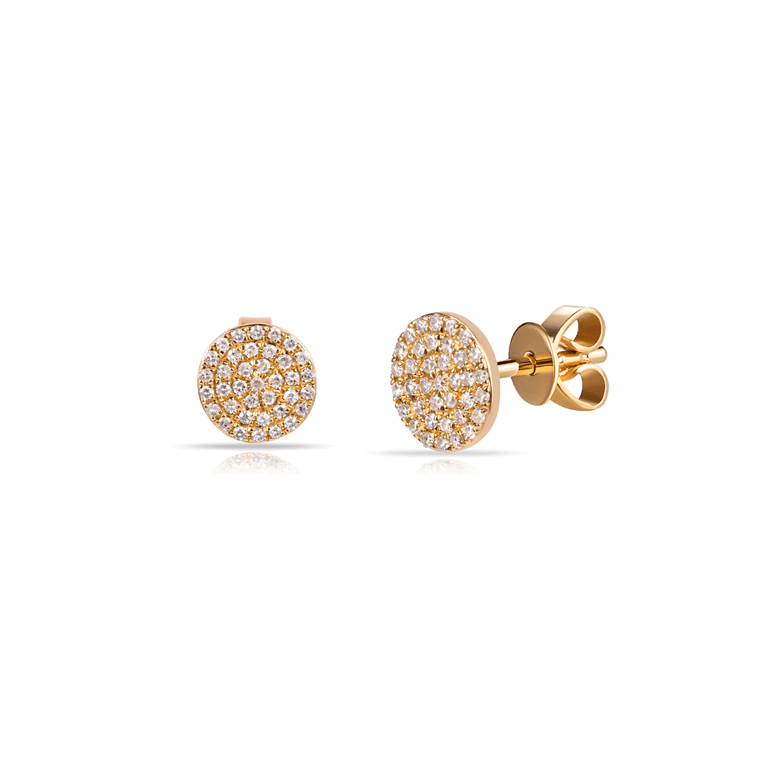 14k Yellow Gold .25 Total Weight Diamond Disk Studs