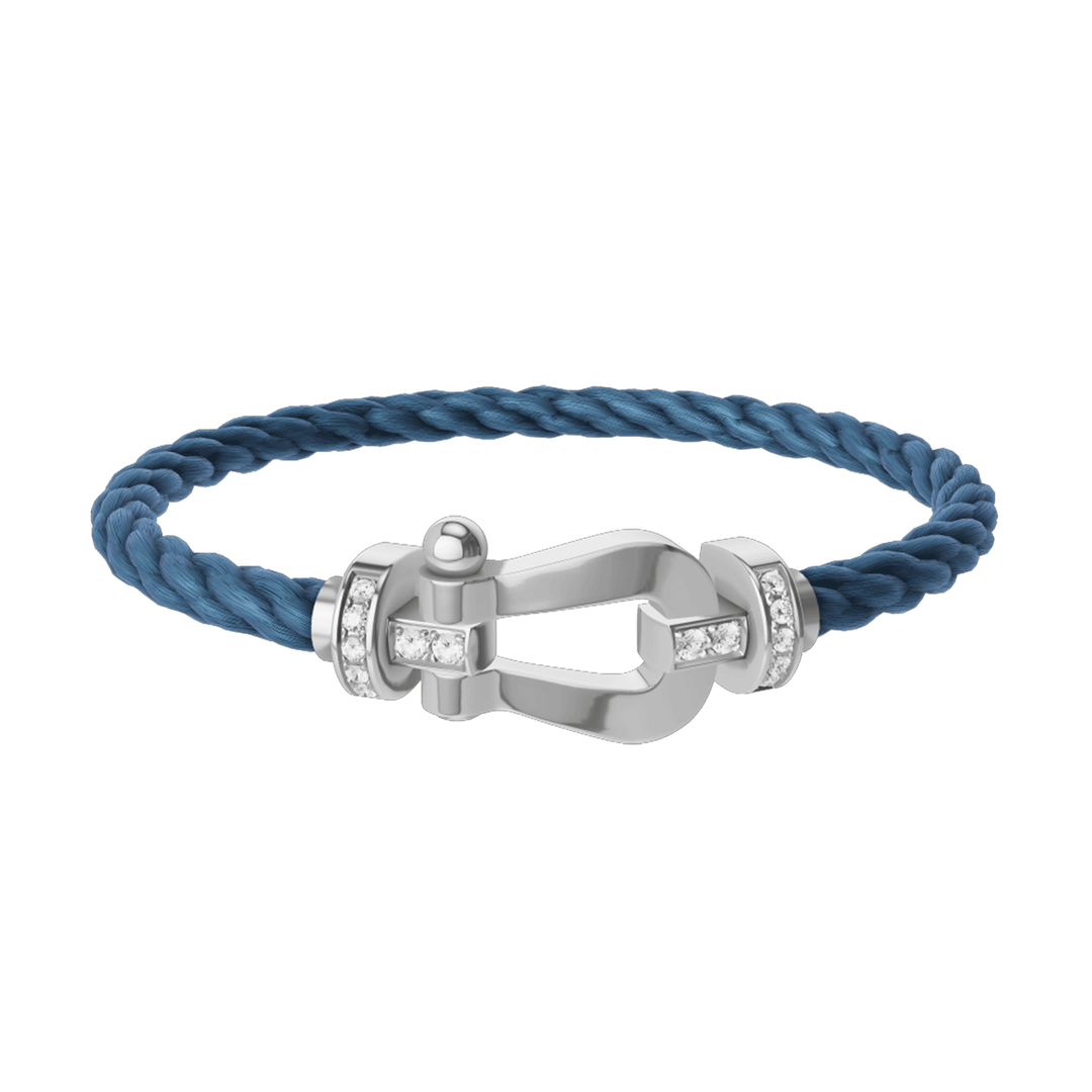 FRED Blue Jean Cord Bracelet with 18k Half Diamond LG Buckle, Exclusively at Hamilton Jewelers