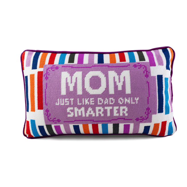 Mom Rules Needlepoint Pillow