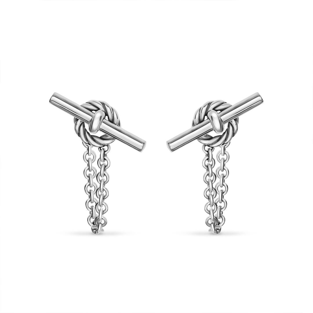 David Yurman DY Mercer® Petite Toggle Chain Stud Earrings Sterling Silver, 38.2mm