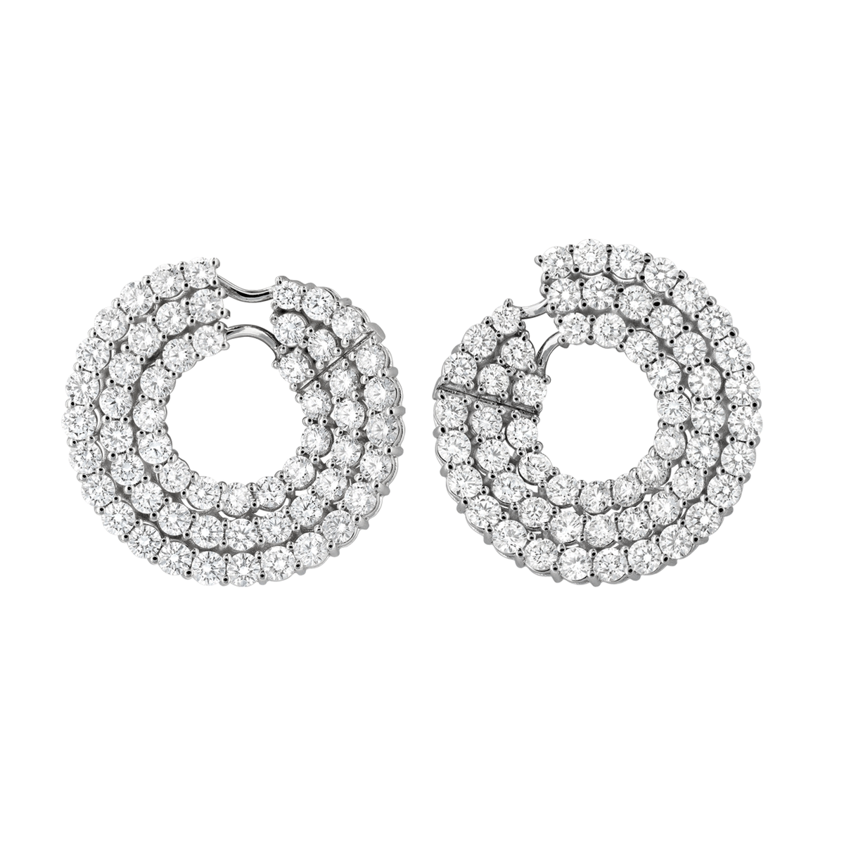 18k White Gold and 7.28 Total Weight Diamond Spiral Earrings