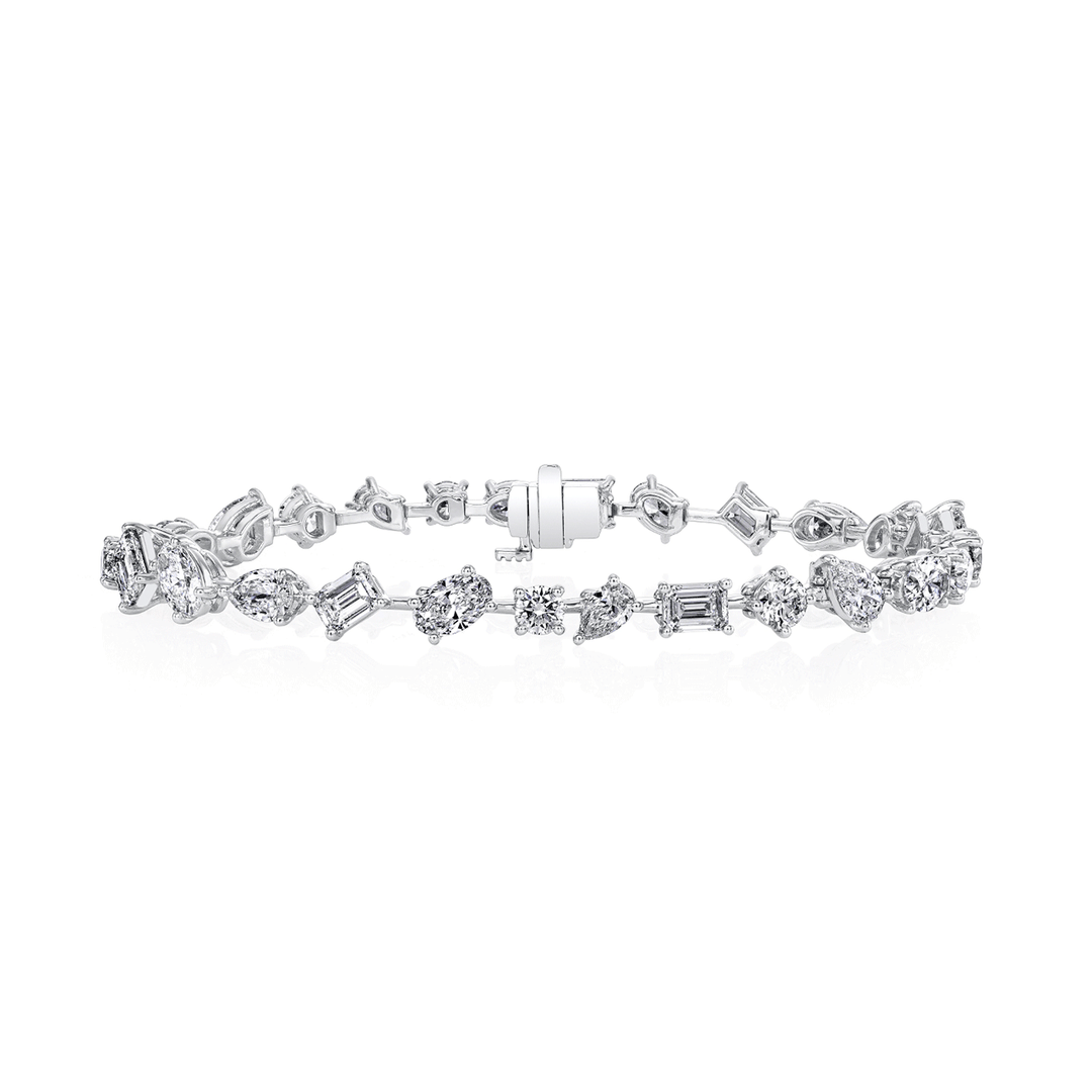 Platinum and 8.63 Total Weight Mix Shape Diamond Bracelet