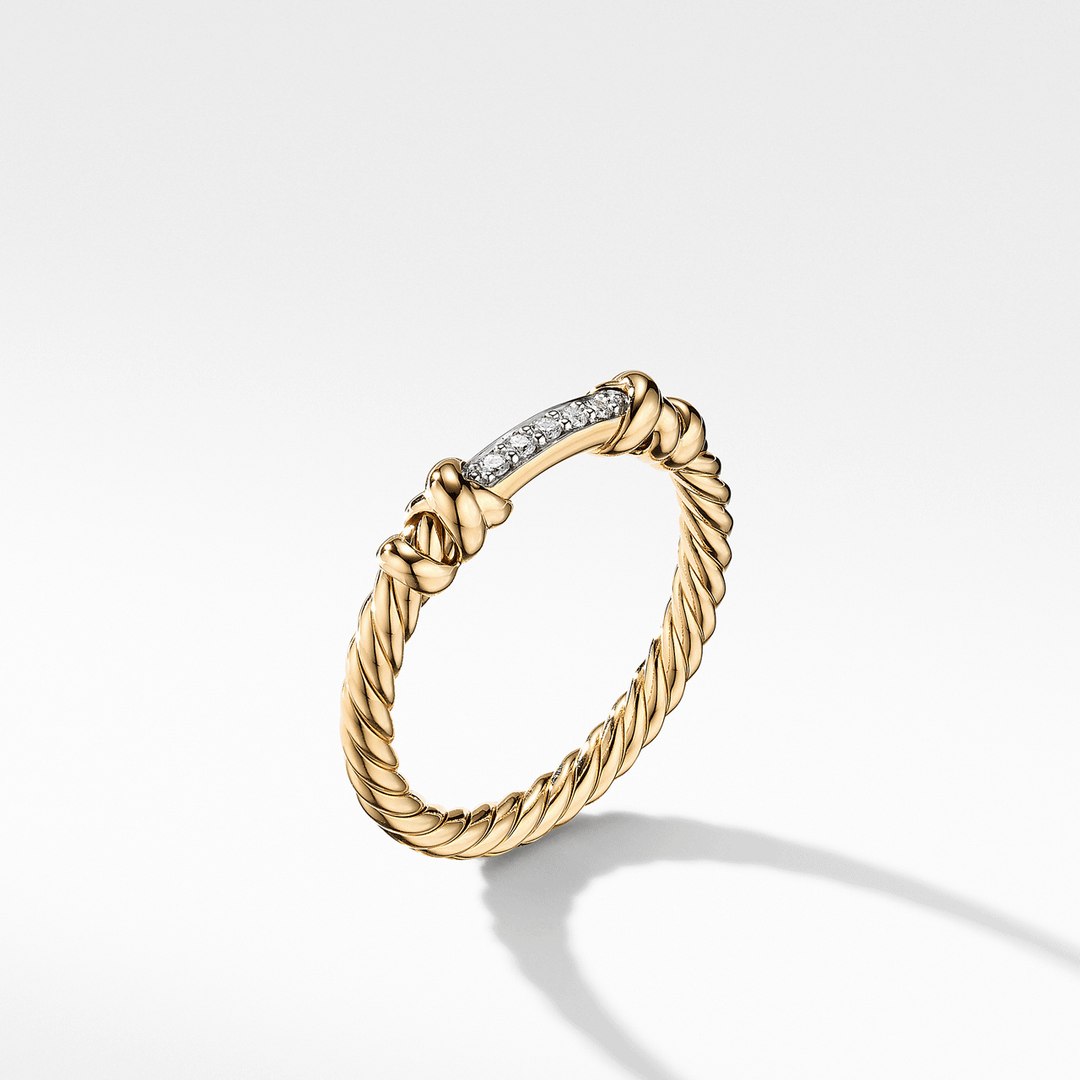 David Yurman Petite Helena Wrap Ring in 18k Yellow Gold with Diamonds,SZ6