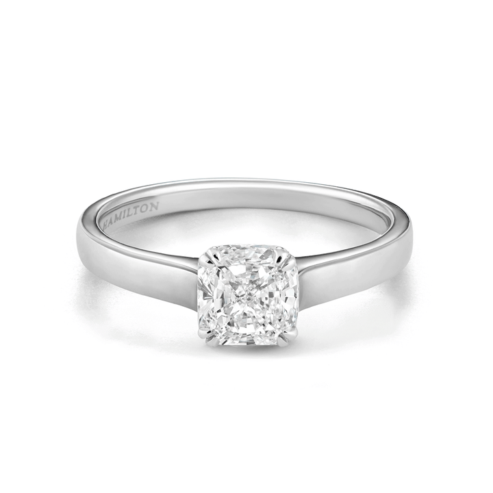 Hamilton Cherish Collection 18k White Gold and 0.75 Total Weight Cushion Cut Diamond Engagement Ring