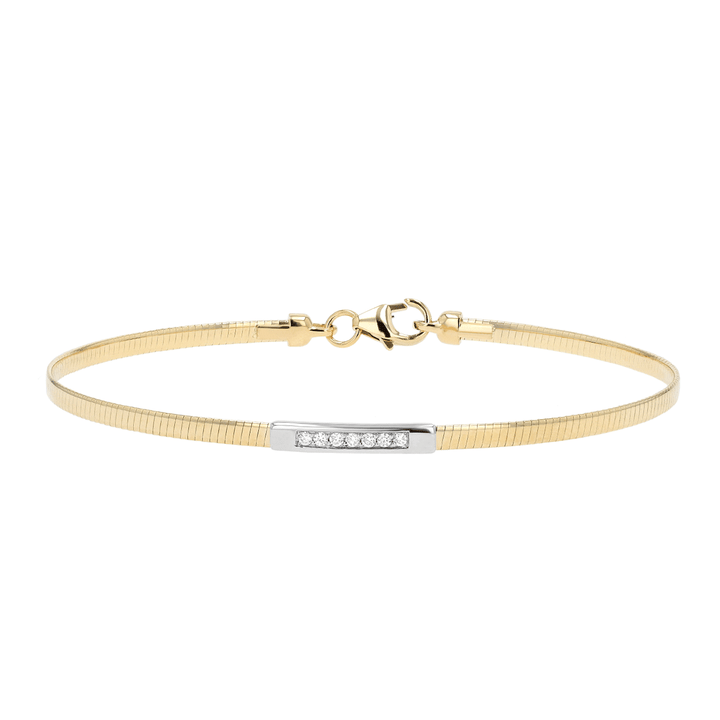 14k Yellow Gold and Diamond .06 Total Weight Omega Bracelet