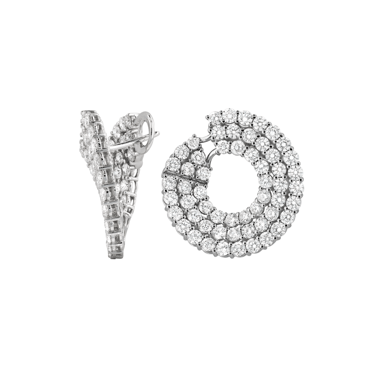 18k White Gold and 7.28 Total Weight Diamond Spiral Earrings