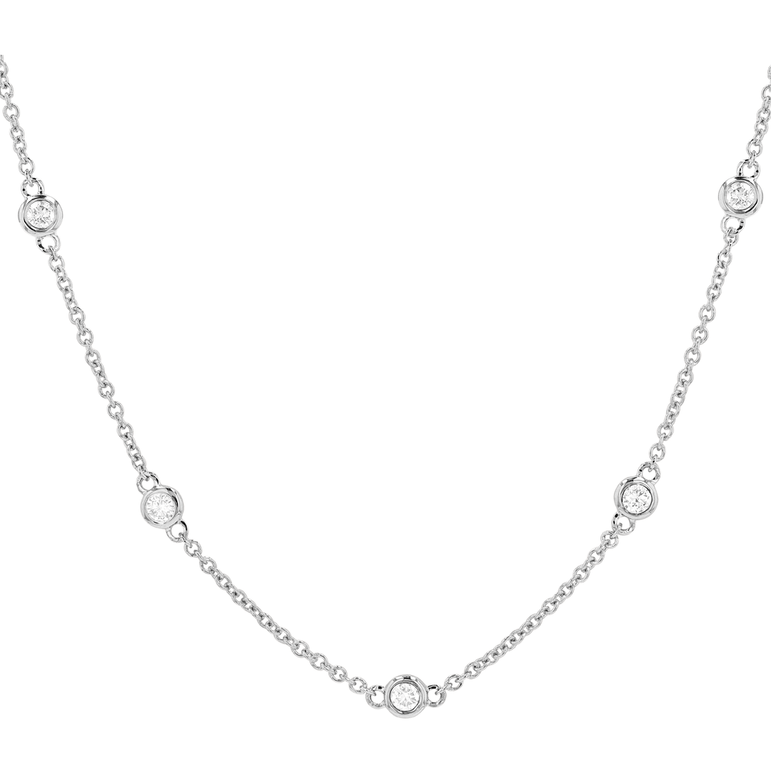 14k Gold and .75 Total Weight Diamond By The Yard Necklace