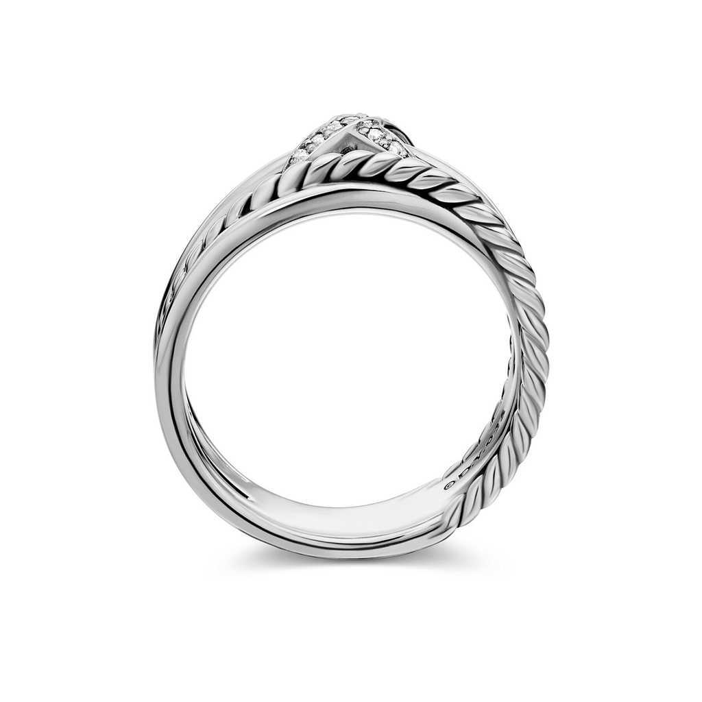 David Yurman X Crossover Band Ring Sterling Silver with Diamonds, 6mm