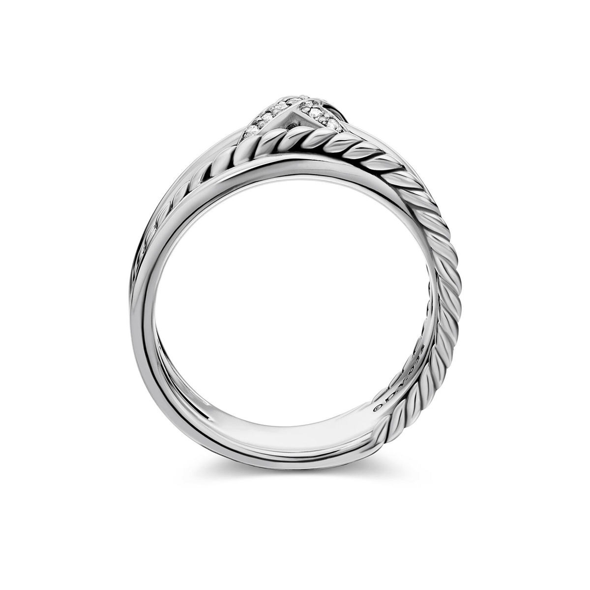David Yurman X Crossover Band Ring Sterling Silver with Diamonds, 6mm