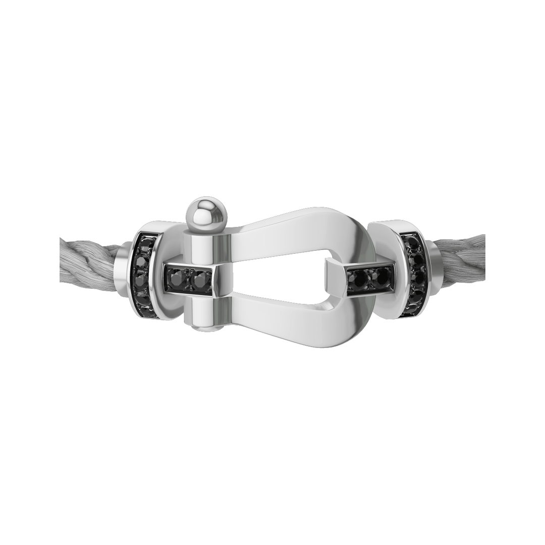 FRED Force 10 Steel Cable with 18k White LG Buckle Half Black Diamond, Exclusively at Hamilton Jewelers