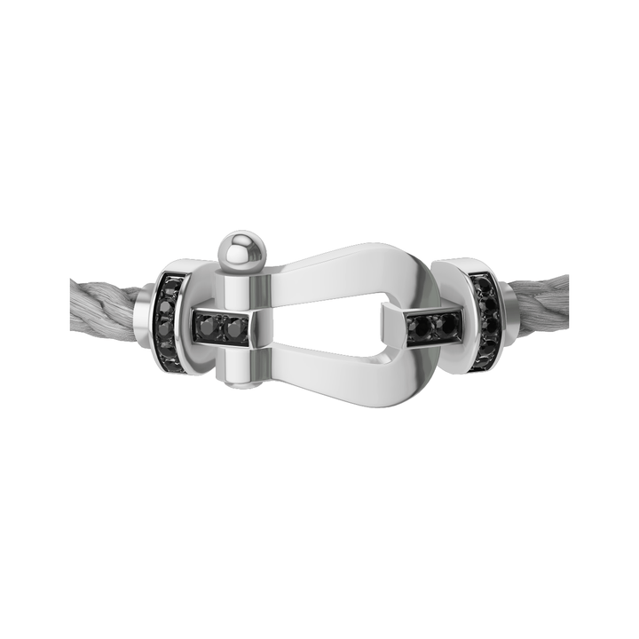 FRED Force 10 Steel Cable with 18k White LG Buckle Half Black Diamond, Exclusively at Hamilton Jewelers