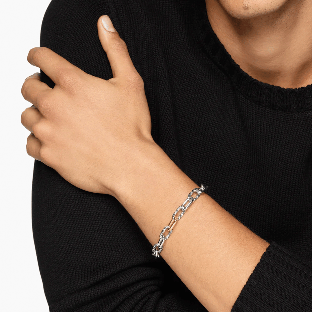 David Yurman Madison Chain Bracelet Sterling Silver with 18k Yellow Gold, 8.5mm