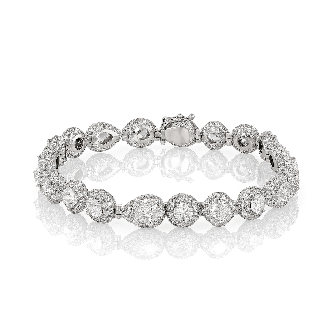 Platinum and Fancy Cut Diamonds 8.17 Total Weight Bracelet