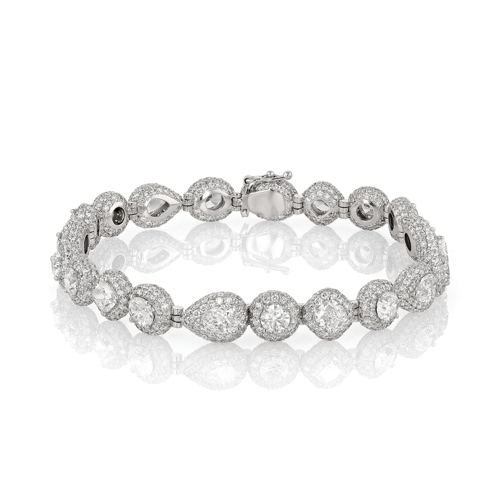 Platinum and Fancy Cut Diamonds 8.17 Total Weight Bracelet