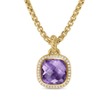 David Yurman Albion® Pendant 18K Yellow Gold with Amethyst and Diamonds, 11mm