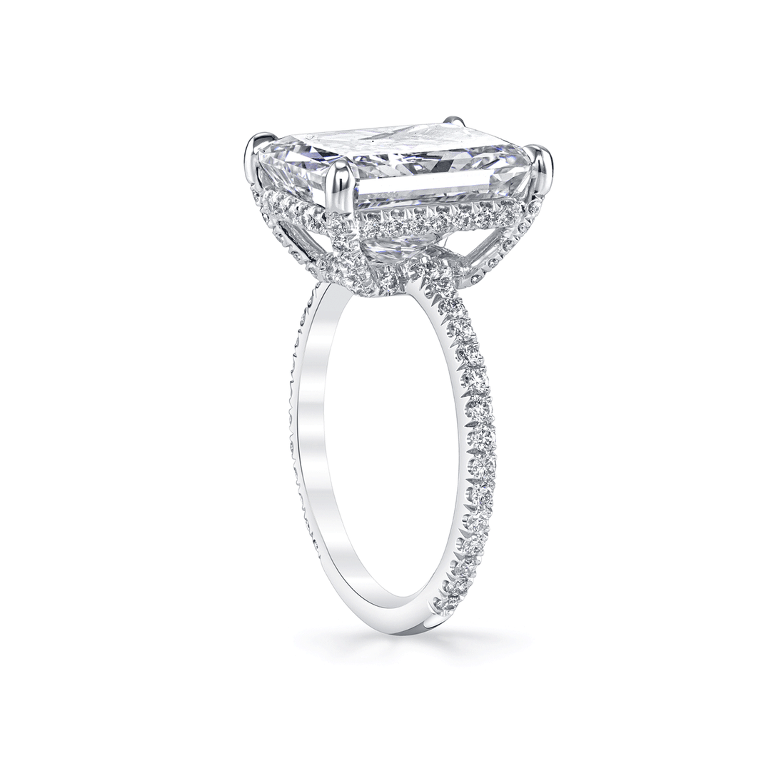 Platinum and 8.01 Total Weight Radiant Cut Diamond Engagement Ring