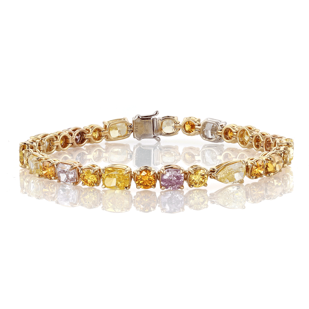 Private Reserve 18k Gold and Fancy Color Diamonds 13.62 Total Weight Bracelet