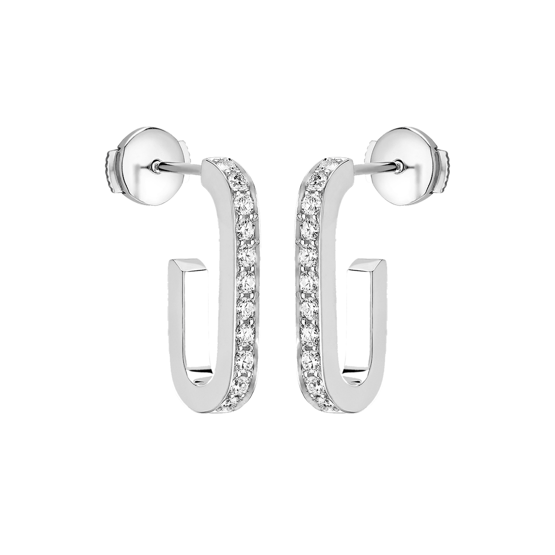 Dinh Van Maillon L 18k White Gold and Diamond Hoops