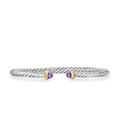 David Yurman Cable Flex Bracelet Sterling Silver with 14k Yellow Gold and Amethyst, 4mm