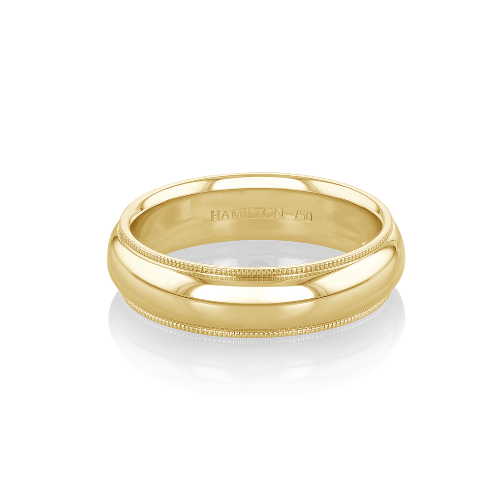 Hamilton Collection 18k Yellow Recycled Gold 6mm Milgrain Wedding Band