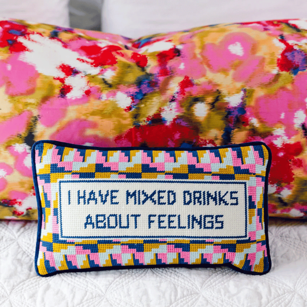 Mixed Drinks Needlepoint Pillow