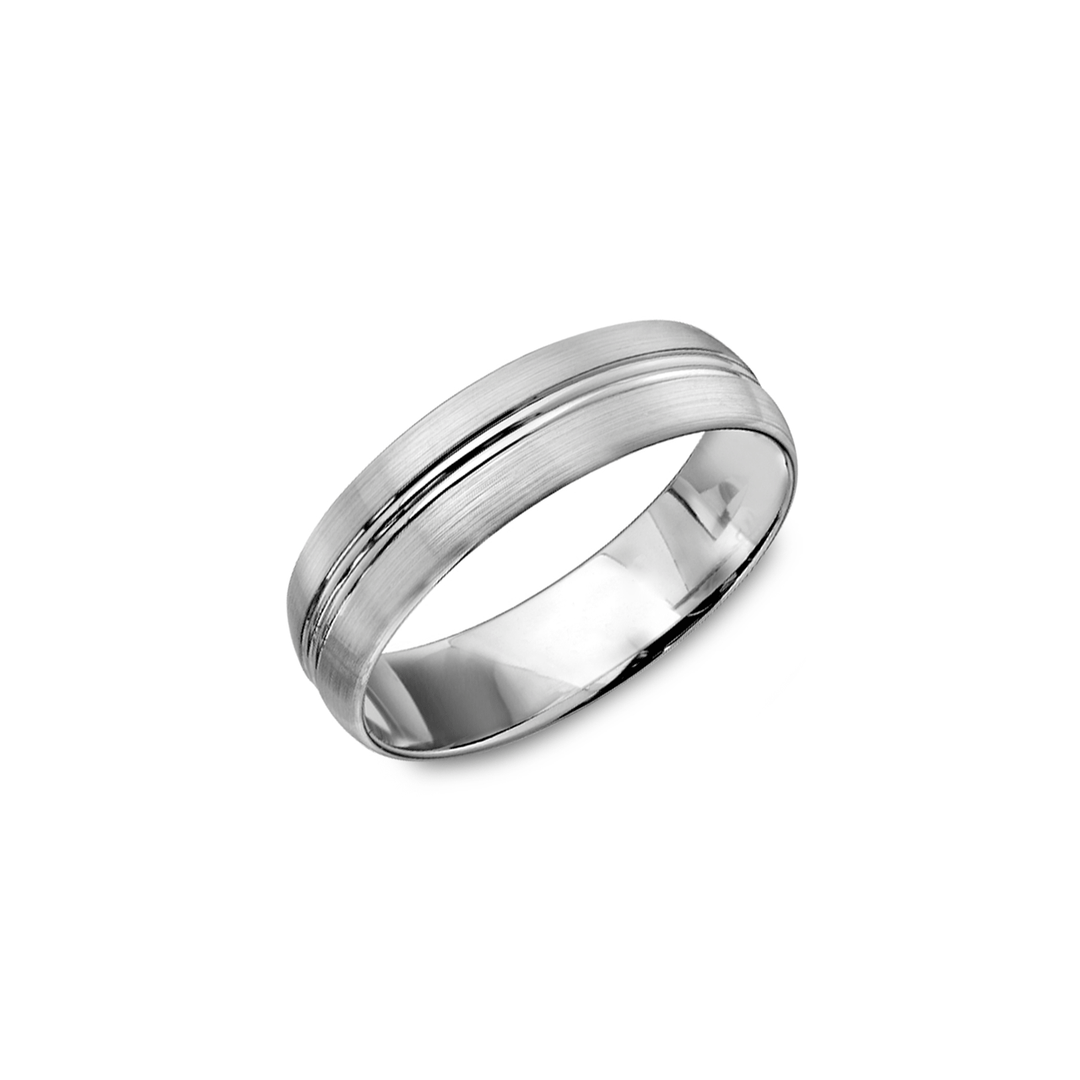 14k White Gold 6mm Wedding Band
