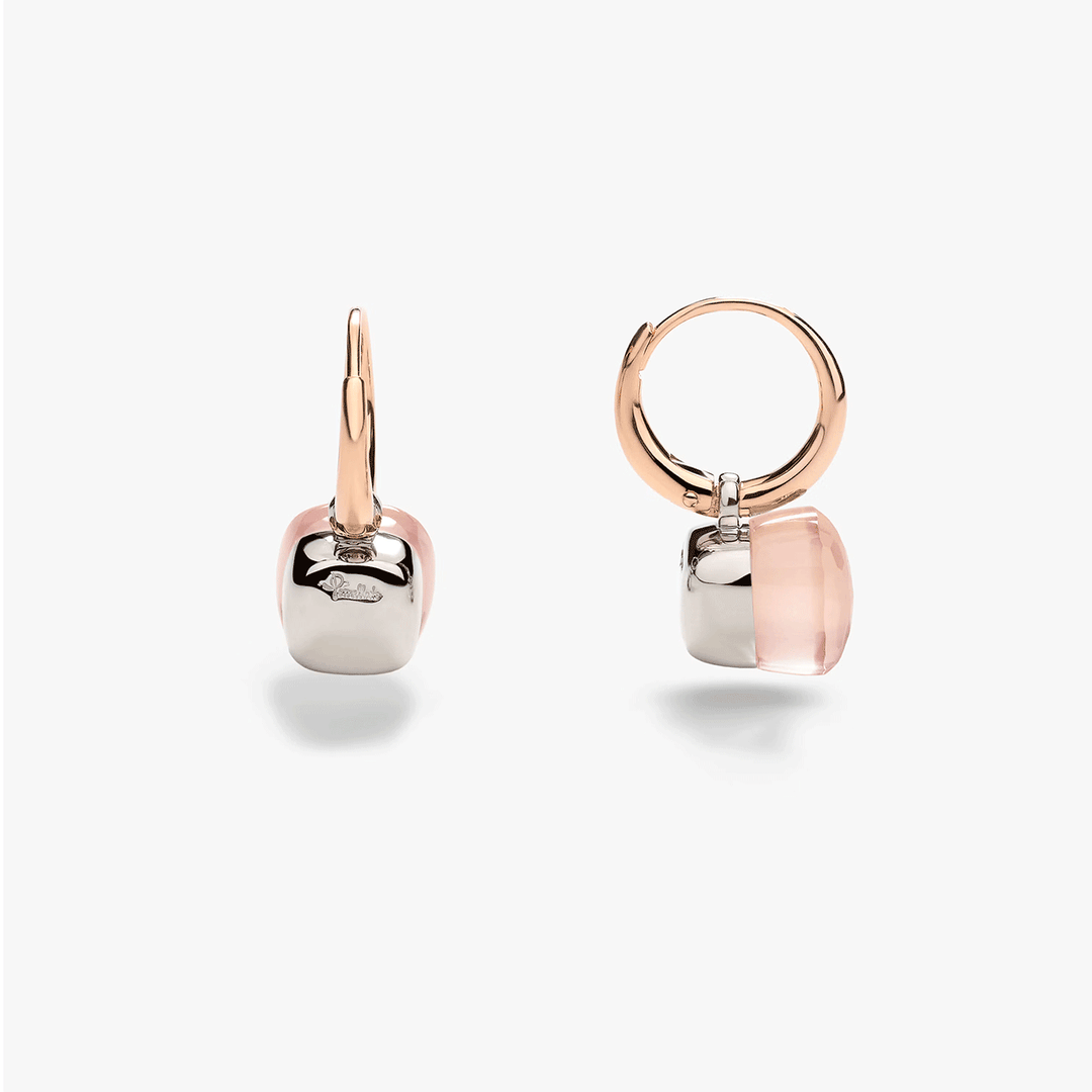Pomellato Nudo Petit 18k Rose Gold White Gold and Rose Quartz Earrings