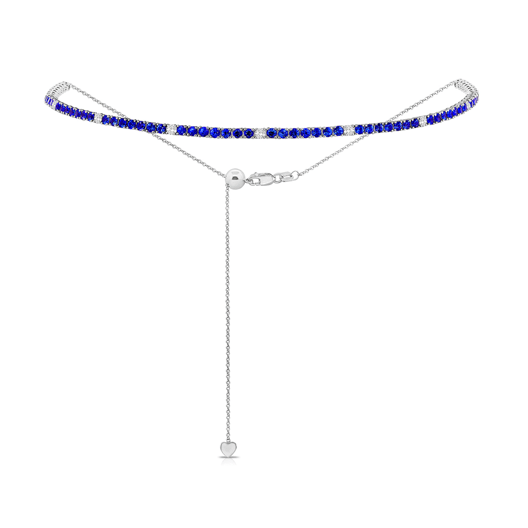 14k Gold and Sapphire 3.39 Total Weight Choker Necklace