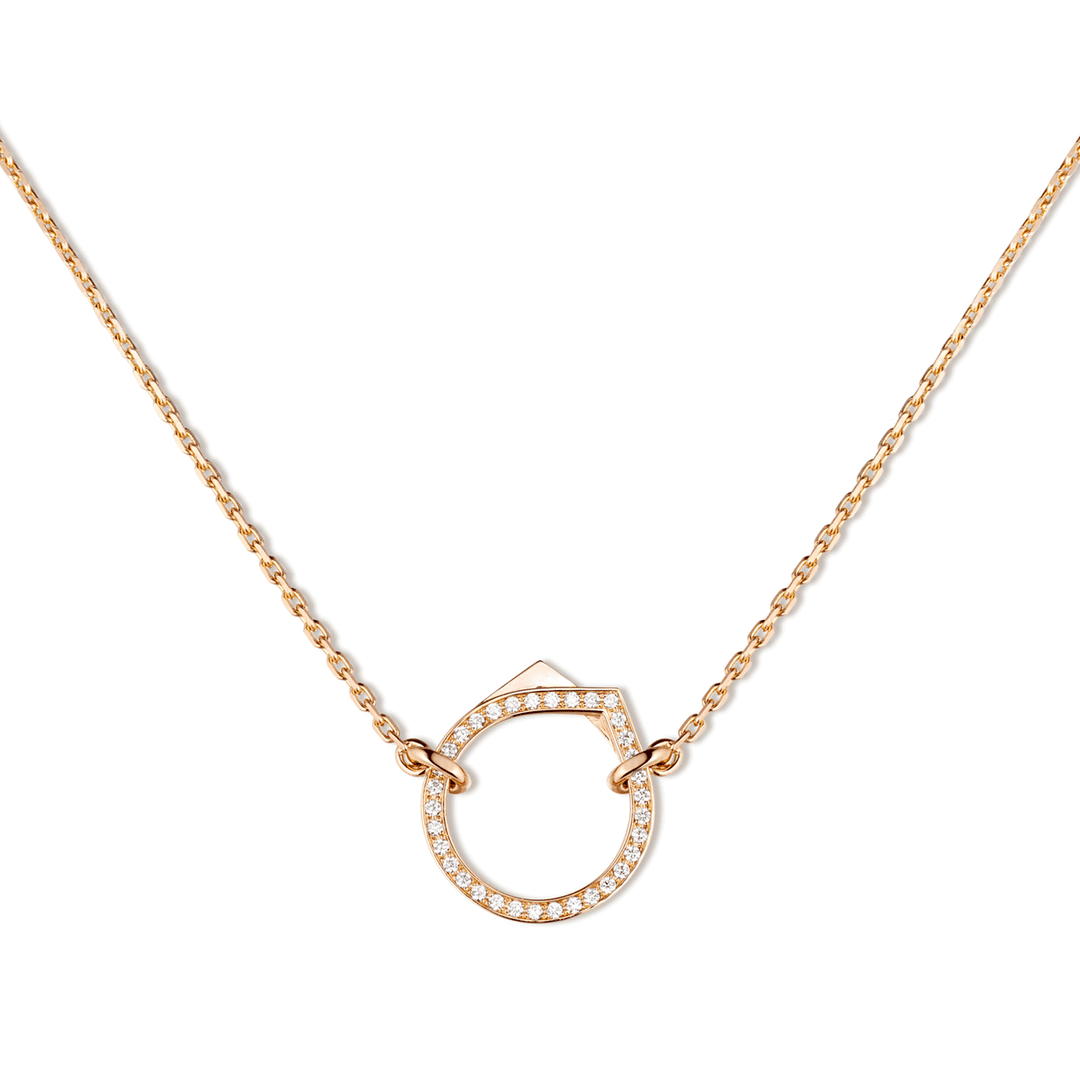 Repossi Antifer Pendant in 18k Rose Gold Paved with Diamonds