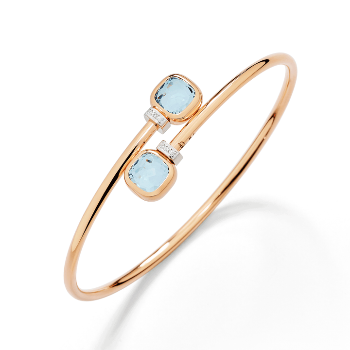Pomellato Nudo 18k Rose Gold and Blue Topaz Mini Bangle